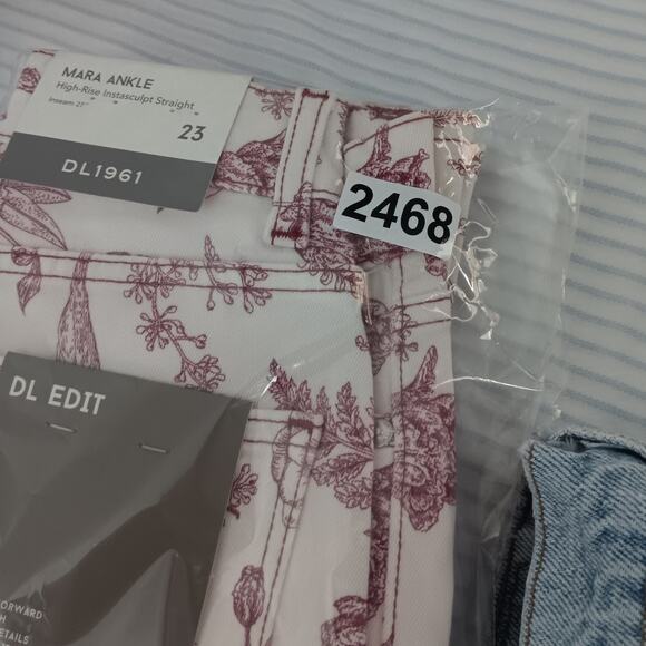 DL1961 Mara Ankle Jeans 23X27 White/Red High Rise Instasculpt Stretch Floral - Picture 16 of 16